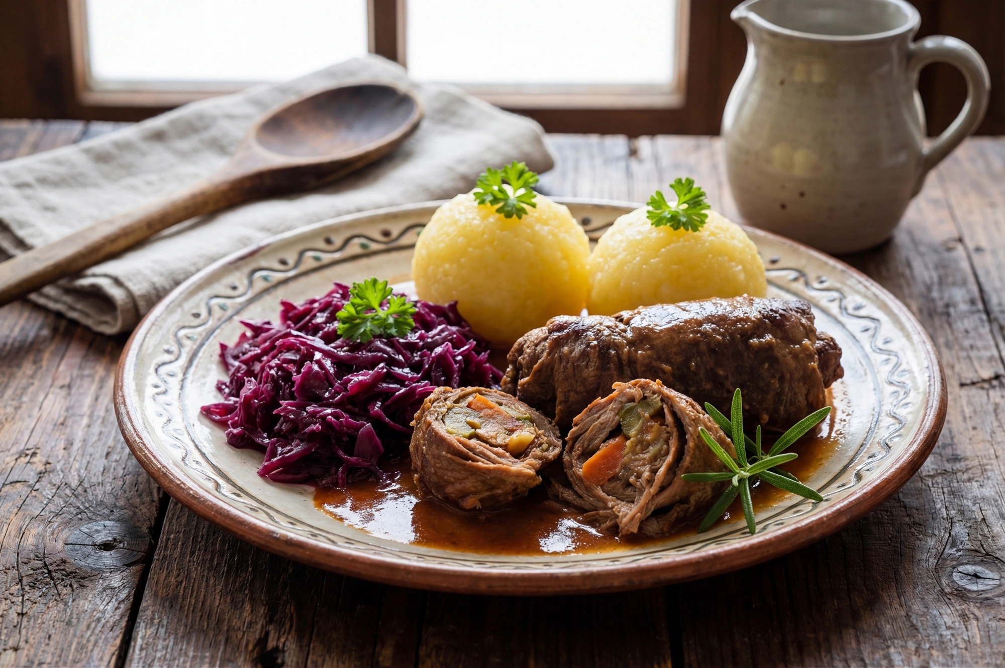 Thüringer Klöße mit Roulade im Fritz Bistro in Pößneck