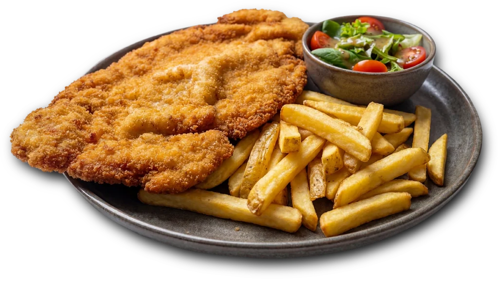 Schnitzel mit Pommes bei Fritz